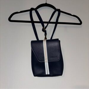 Raven + Lily Navy Convertible Crossbody Mini Backpack Leather
